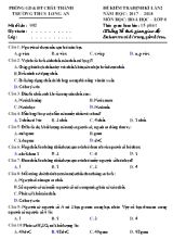 Đề kiểm tra 15 phút lần 2 môn Hóa học Lớp 8 - Mã đề 002 - Năm học 2017-2018 - Trường THCS Long An